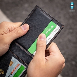 Ví ngang mini chất liệu da bê vân Alran 466429