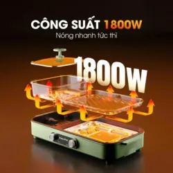 🍲🔥 Bếp lẩu nướng 2in1 KALITE KLG333 | 1800W – Điều chỉnh nhiệt riêng 782721