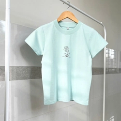 Áo Thun Nữ Cotton Xanh In Hoa Nhỏ Size SML Hàng Mới 316048