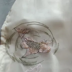 Áo dài thêu kem quần lụa  1024462