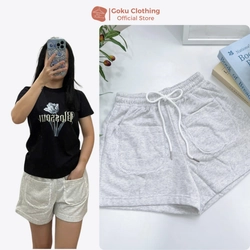 Quần Short Nữ Chất Cotton Nỉ Xám Nhạt Freesize Dưới 55kg Hàng Mới