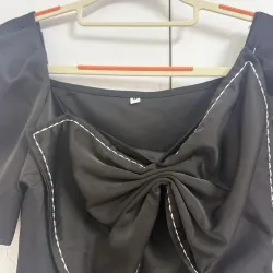 Áo sơ mi kiểu cổ vuông nơ ngực sz M  929905