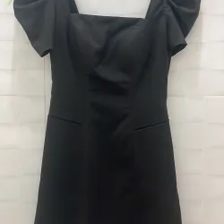 Váy đen cổ vuông tay phồng – mặc tiệc, đi chơi xinh