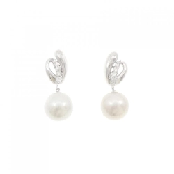 K18WG Bạc Ngọc Trai Trắng Bông Tai 10.5mm - Hàng hiệu Chính Hãng