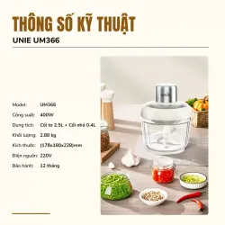✨ UNIE UM366 – Máy xay thịt 2 cối thủy tinh tiện lợi cho gia đình 730679
