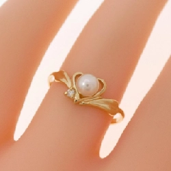 Nhẫn ngọc trai Akoya hình trái tim K18YG 4.1mm - Hàng hiệu chính hãng 851943