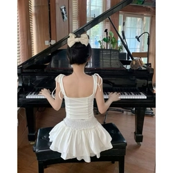 (Pass đồ) Set Áo Hai Dây Thắt Nơ Kèm Chân Váy Xếp Tầng Viền Eo TIBU Set Đồ Nữ Tiểu Thư Ôm  508909