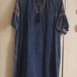 Đầm denim thêu sắc sảo – mặc giấu bụng cực đẹp 997125