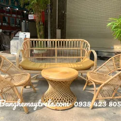 Sofa mây tự nhiên tay cuộn phòng khách 680026