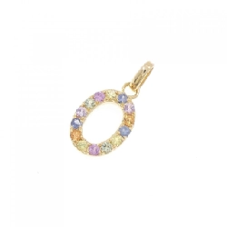 K18YG Chữ cái O Mặt dây chuyền Sapphire 0.24CT - Hàng hiệu Chính hãng