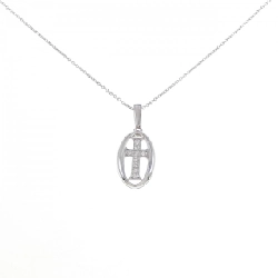 K18WG Dây chuyền kim cương chéo 0.06CT - Hàng hiệu Chính hãng