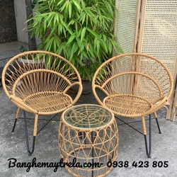 Bàn ghế cafe mây nhựa ban công 455991