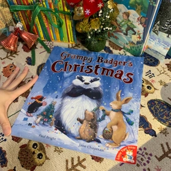 Sách tranh Grumpy Badger's Christmas, Used, 90%, Picture Book For Kids, Quà tặng Mori 338610