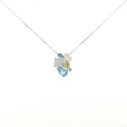 K18WG Mặt dây chuyền đá màu - Hàng hiệu Authentic