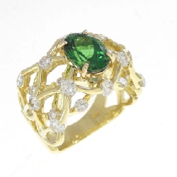 Nhẫn Garnet Xanh K18YG 1.70CT - Hàng hiệu Chính hãng