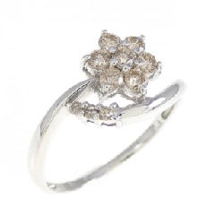 Nhẫn kim cương hoa K18WG 0.3CT