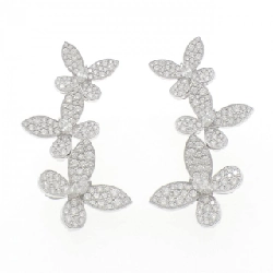 Bông tai hình bướm ba lớp Pave - Hàng hiệu Authentic