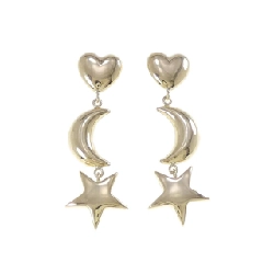 Bông tai hình trái tim × mặt trăng × ngôi sao 750YG/750WG/K18YG - Hàng hiệu Authentic