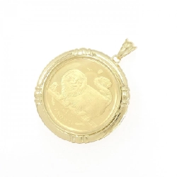 K18YG(枠) Đồng xu Mặt dây chuyền - Hàng hiệu Chính hãng 865307