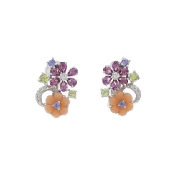 PT900/K14WG Bông tai đá màu hoa - Hàng hiệu Authentic