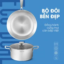 Bộ nồi chảo inox KALITE ECO Dual, inox 304 an toàn, cấu trúc 3 lớp, bắt từ tốt 782503