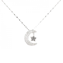 K18WG Mặt Trăng × Ngôi Sao Dây Chuyền Kim Cương 0.25CT - Hàng hiệu Chính Hãng