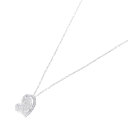 K18WG Dây chuyền kim cương hình trái tim 0.69CT - Hàng hiệu Authentic 850525