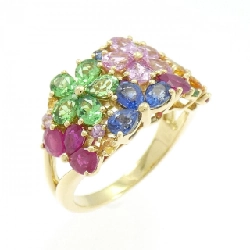 K18YG Nhẫn Đá Màu Hoa - Hàng hiệu Chính hãng