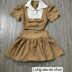 Set Áo Crop & Chân Váy Tan (Brown)