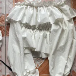 Áo croptop trễ vai tay bồng bánh bèo tiểu thư, áo trắng trần trễ vai 1 màu bắt mắt