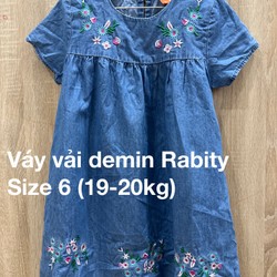 Váy bé gái vải demin Rabity size 6 (19-20kg) màu xanh chính hãng đã qua sử dụng