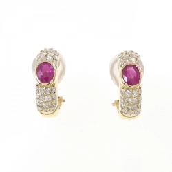 K18YG Bông tai Ruby 0.80CT - Hàng hiệu Chính hãng