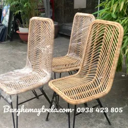 Ghế mây tre đan chân sắt cafe 571091