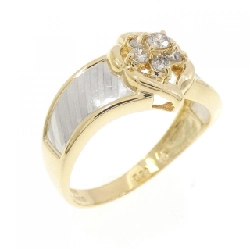 Nhẫn kim cương hoa K18YG/PT900 0.22CT - Hàng hiệu Authentic