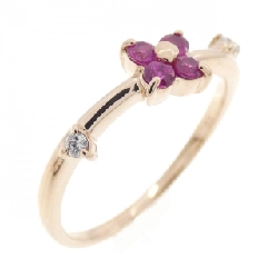 Nhẫn ruby K18PG hoa 0.17CT
