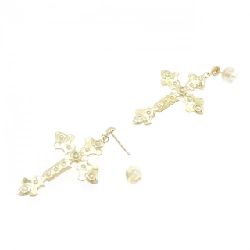 K18YG Bông tai kim cương hình chữ thập - Hàng hiệu Chính hãng 870224