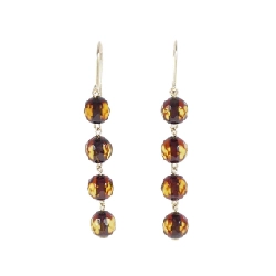 K18YG Bông tai hổ phách - Hàng hiệu Authentic