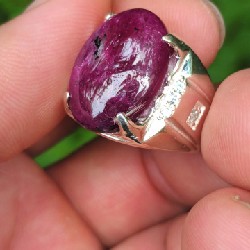 Nhẫn bạc nam đính đá ruby đỏ tự nhiên  7001