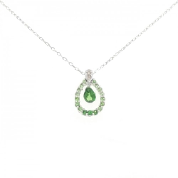 K18WG Ngọc lục bảo xanh Dây chuyền - Hàng hiệu Authentic