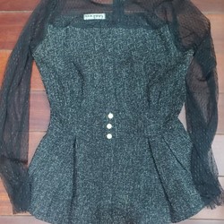 Áo peplum màu đen vải tuýt 68779