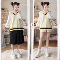 Áo gile len thêu hình mèo