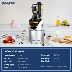 MÁY ÉP CHẬM KALITE KL-550 MÀU ĐEN-BẠC CHĨNH HÃNG MỚI 100% 575681
