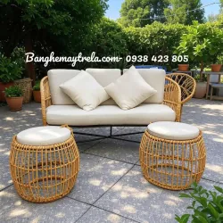 Bàn ghế sofa mây nhựa ngoài trời 558829
