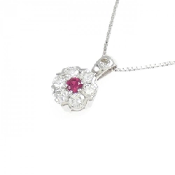 K18WG Hoa Hồng Ruby Dây Chuyền 0.135CT - Hàng hiệu Chính hãng 858508