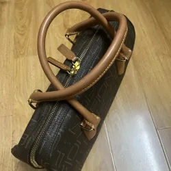 Túi nữ phom trống 30*17*8 da thật & canvas 2hand 1017582