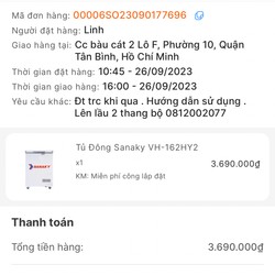 Thanh lý tủ đông Sanaky 100 lít VH162HY2 69476