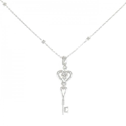 K18WG Chìa khóa × Trái tim Dây chuyền kim cương 0.01CT - Hàng hiệu Chính hãng