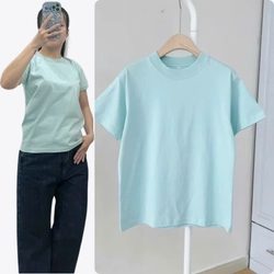 Áo Thun Nữ Cotton Cổ Tròn Size SML Form Dáng Cơ Bản Ba Màu Đơn Giản Hàng Mới 303781