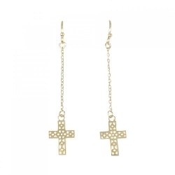 K18YG Khuyên tai hình chữ thập - Hàng hiệu Chính hãng