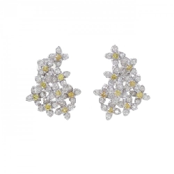 Bông tai/khuyên tai kim cương hoa K18WG 1.48CT - Hàng hiệu Chính hãng